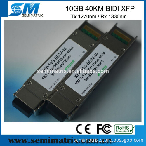 10G 40km Tx1270nm Rx 1330nm BiDi XFP Optical Transceiver module